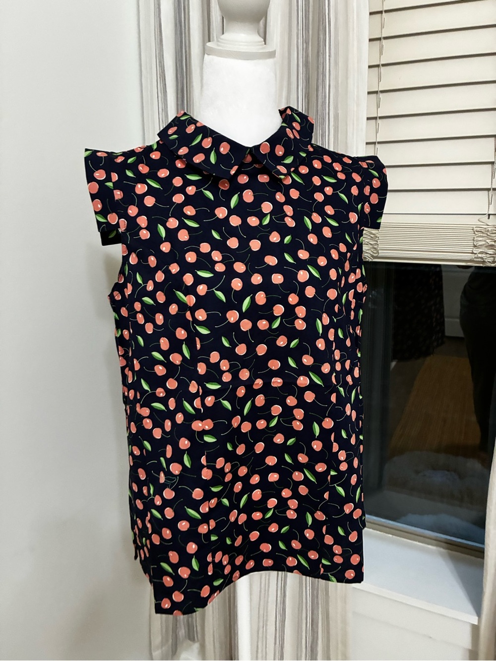 Tulip B Sleeveless Cherry Print Blouse - Navy